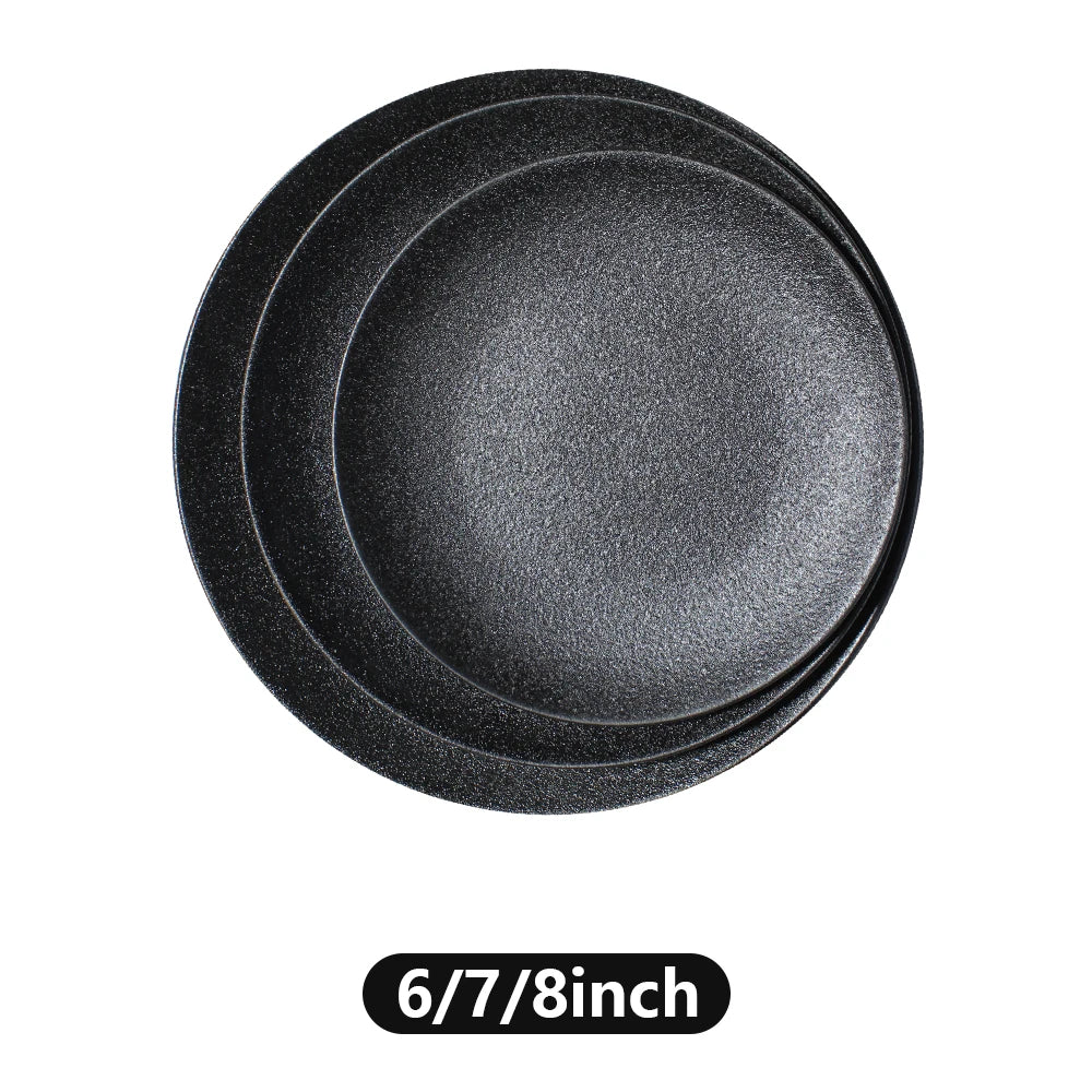 customisable  Hotel Restaurant Used Black Buffet Plates Tableware Dinnerware Porcelain Glaze Catering Dinner Set