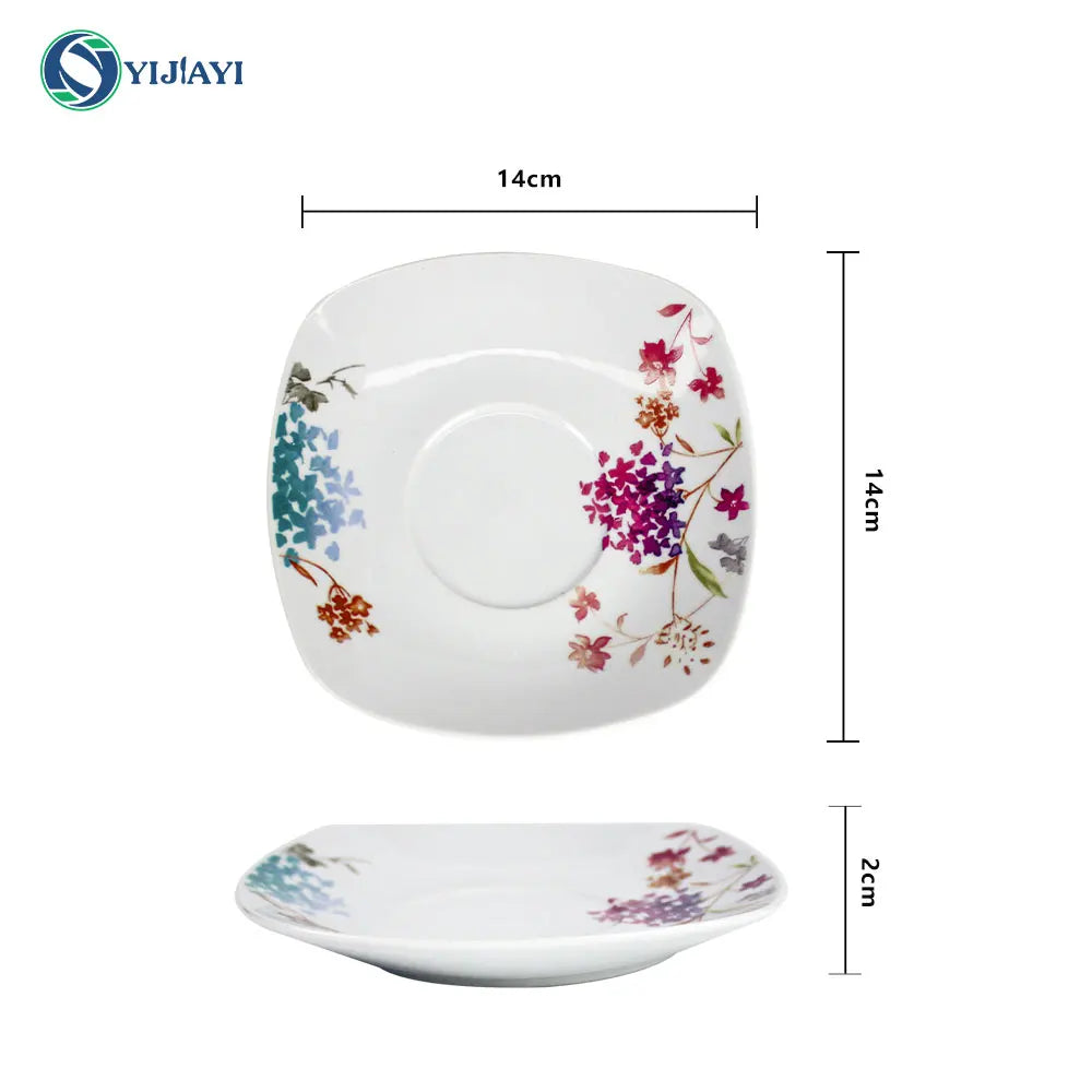 Luxury fine porcelain 86pcs/96pcs square dinner set with decal, ceramic dinner ware set