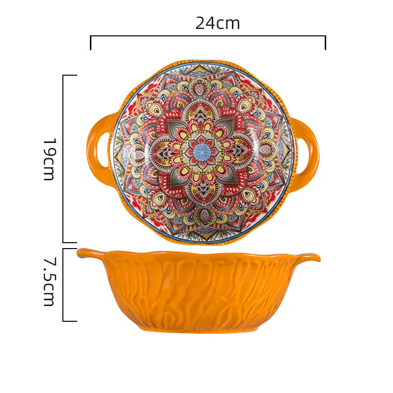 2022 hot selling ceramic plate Bohemian style new design ceramic serving plate8 inch /10 inch party plate sets