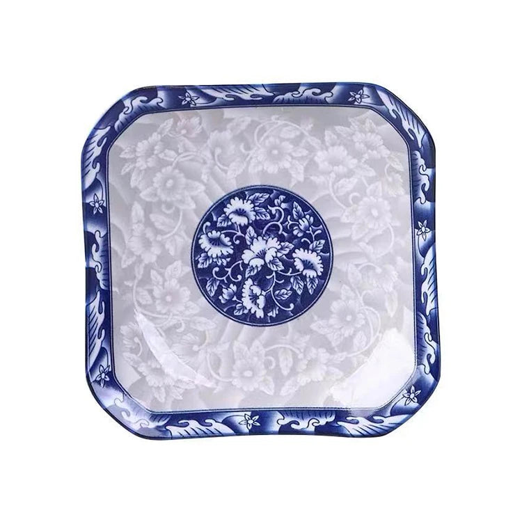 Luxury good quality ceramic plate microwave oven dishwasher oven suitable blue and white porcelain 8 inch ceramic plate