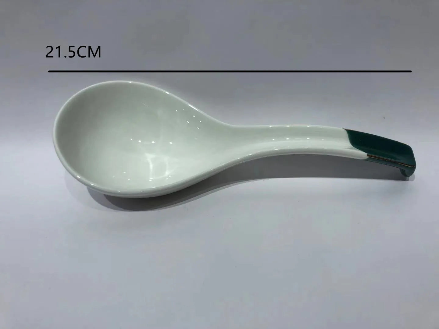 Nordic luxury green food grade big ceramic tea coffee simple feeding soup drinking spoon