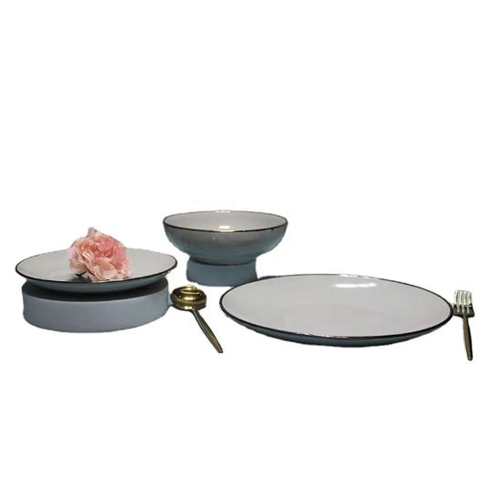 JIUWANG OEM Customized 16 pc ceramic stoneware color glaze dinner set