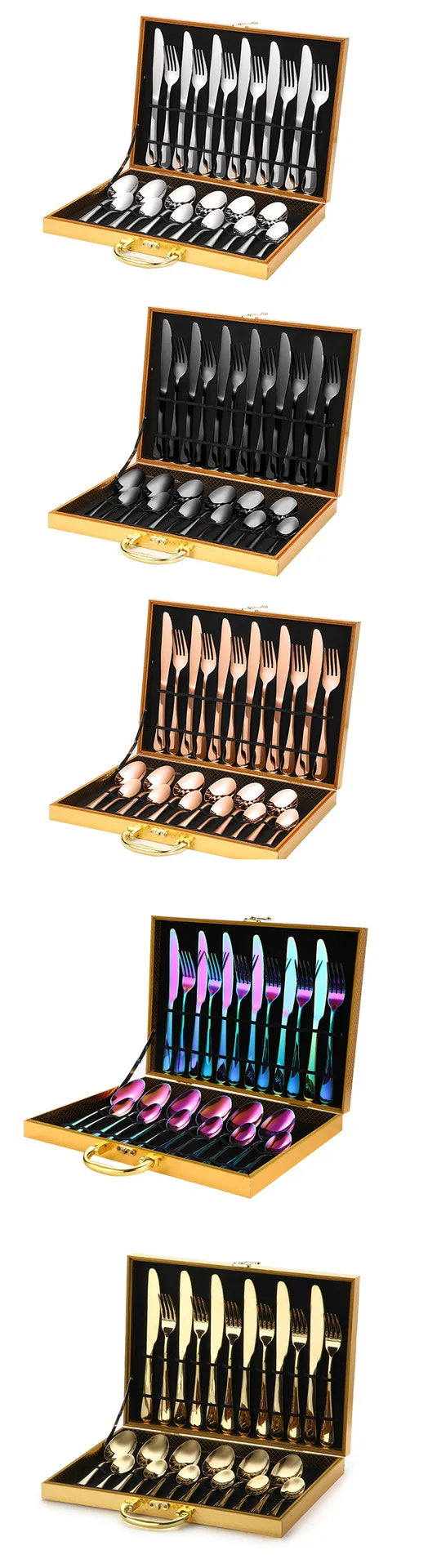 hot selling gift set promotion gold and black cutipol stainless steel 24pcs cutlery set