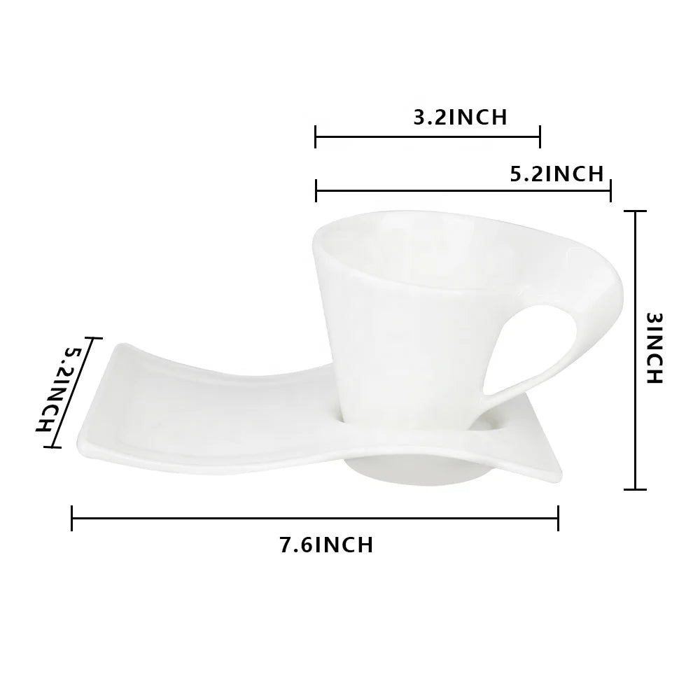 Bright glazed white glazed ceramic hotel home environmental protection tea cup and saucer set ceramic Coffee & Tea Sets