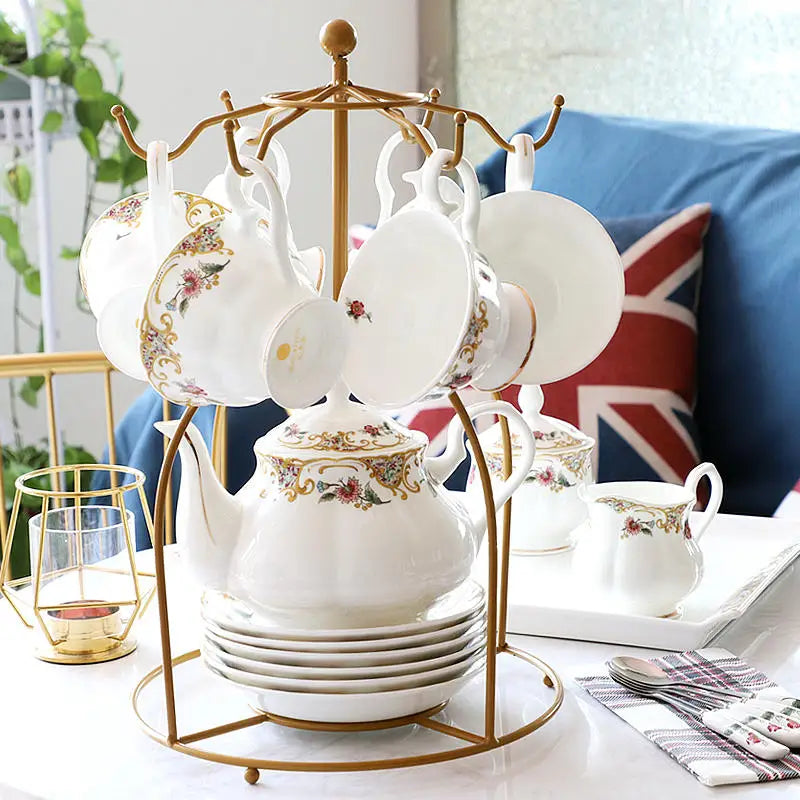 British  Floral Vintage China Coffee teapot owl design new bone china tea for one (Teapot, Sugar & Creamer)