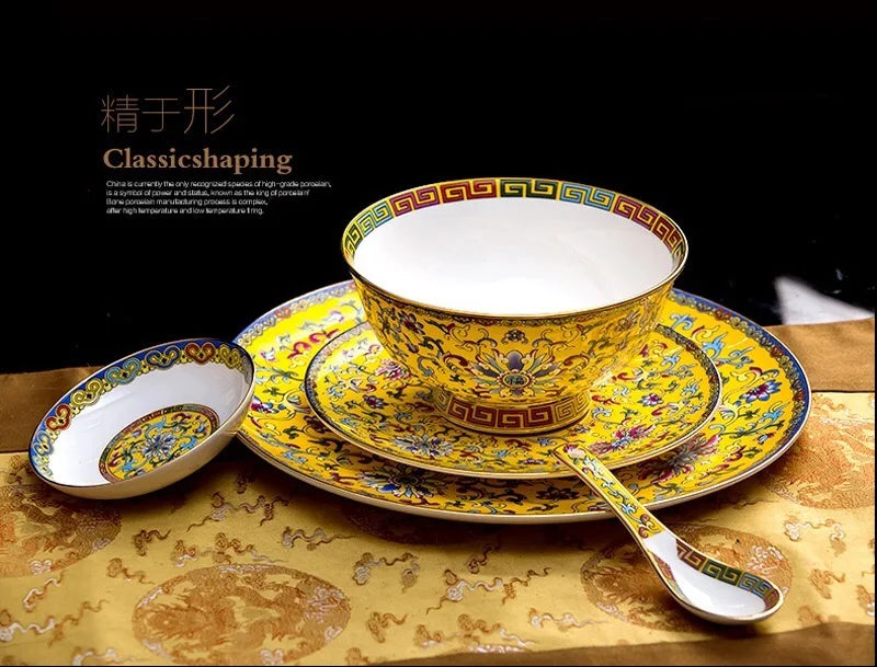 Made in China Factory direct sales of bone China jinbian full of flowers 86 pieces porcelain ceramic tableware set