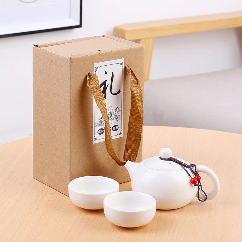 Chinese Kung Fu Travel traditional Tea Set Ceramic Gaiwan Tea Cups with gift box