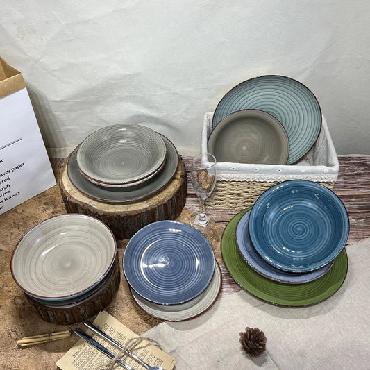 european  Nordic Porcelain China glaze stoneware color glazing Dinnerware Set - Service for 4