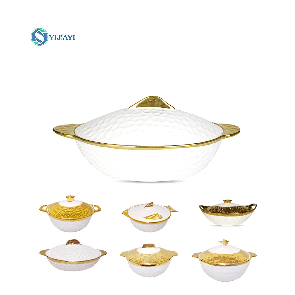 JIUWANG guangzhou gold-plated ceramic porcelain casserole dish with lid Set soup pot rose gold with lib  for cooking sets