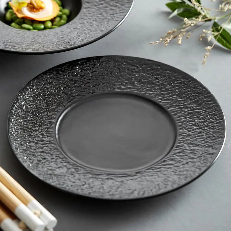 Black Porcelain Dinnerware Sets Ceramic Tableware Set, Matte Ceramic Dinner Set For Catering Restaurant Hotel