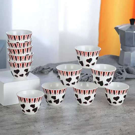 Custom 12-Piece Ceramic Arabic Cup Set for Coffee and Tea Personalized Cawa Custom ceramic arabic coffee