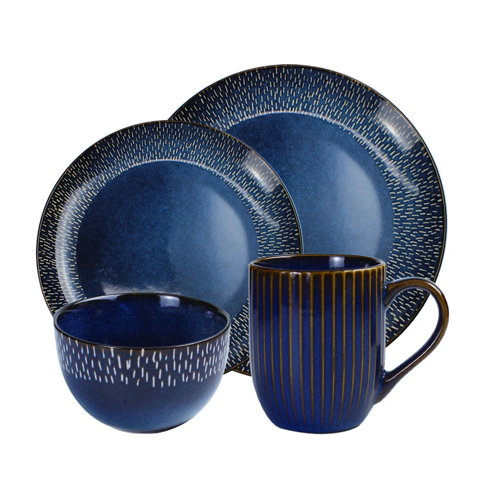 JW vajillas de porcelana ceramic 12 18 24 piece  Stone Color Glazed Stoneware Ceramic Dinnerware soup