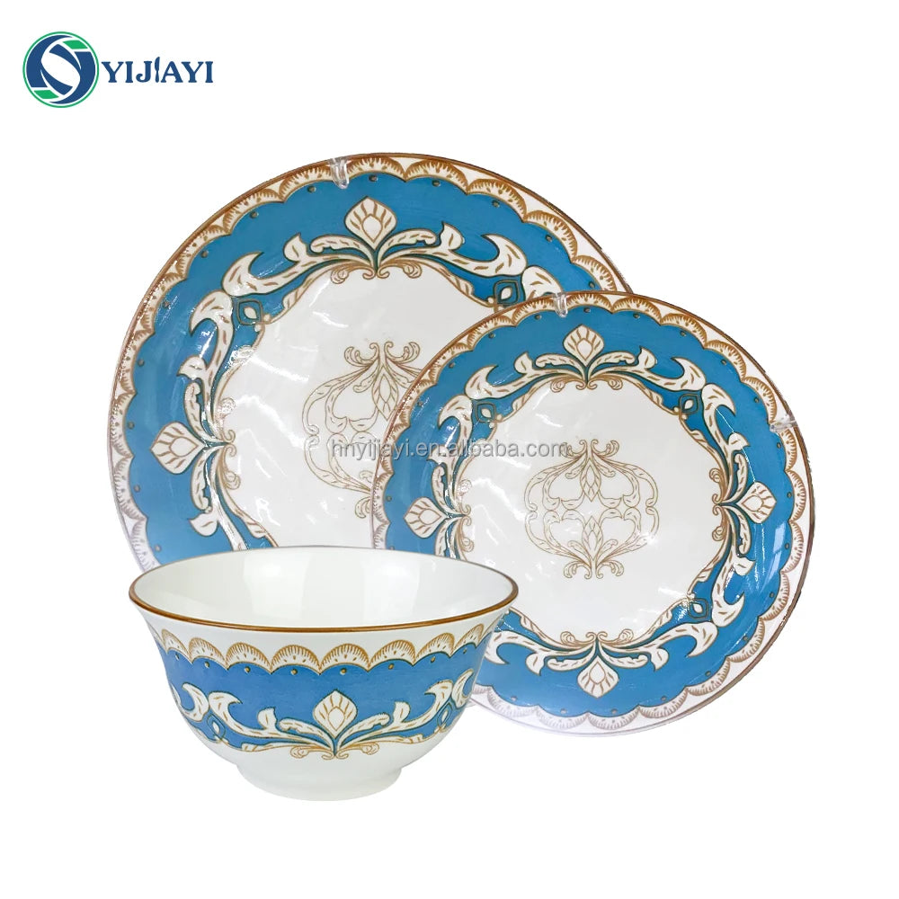 restaurant furniture  tableware set 12 18 24 piece  Stone Color Glazed Stoneware Ceramic Dinnerware porcelain plates with rim