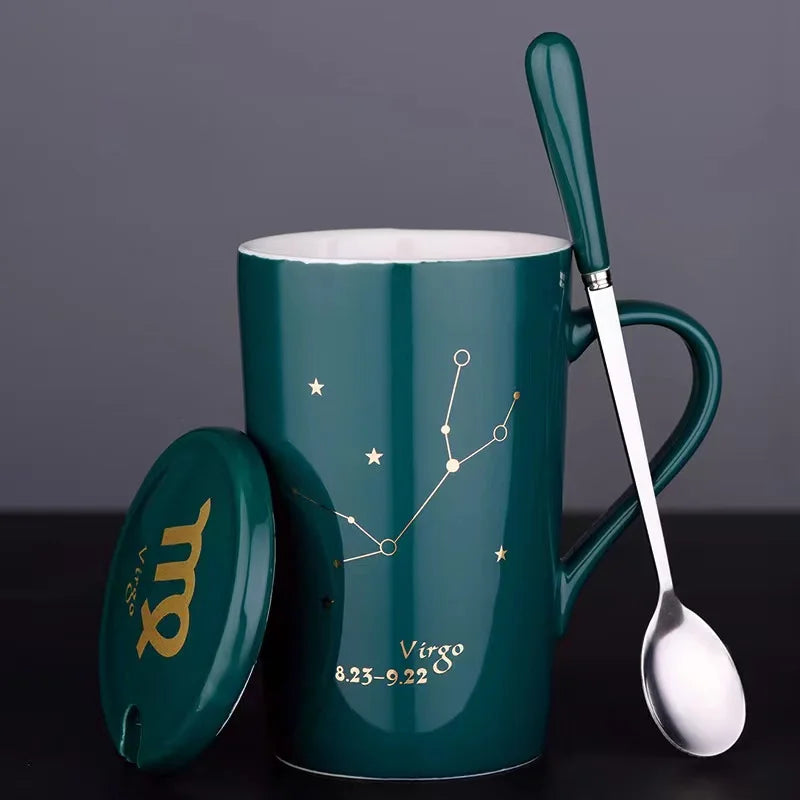 top seller  horoscope Porcelain Gold color Ceramic Coffee Mug For Coffee