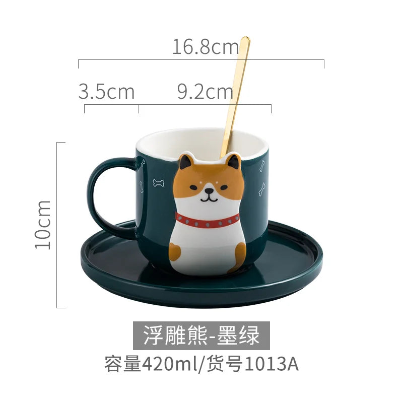 wholesale customized handmade cute animal 3d drinking cups tea coffee ceramic mug for for gift