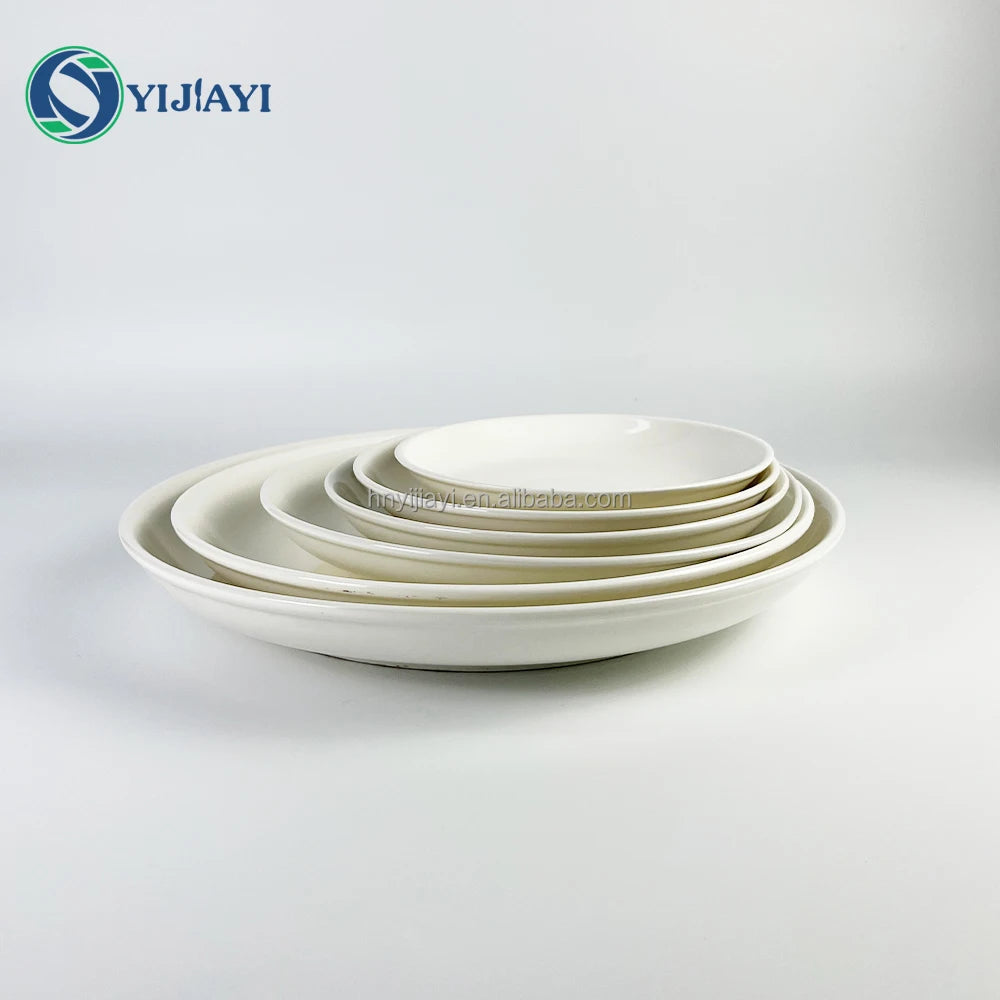 JIUWANG wholesale White ceramic  dishes restaurant  tableware sets assiettes blancs dore en tonnes in bulk