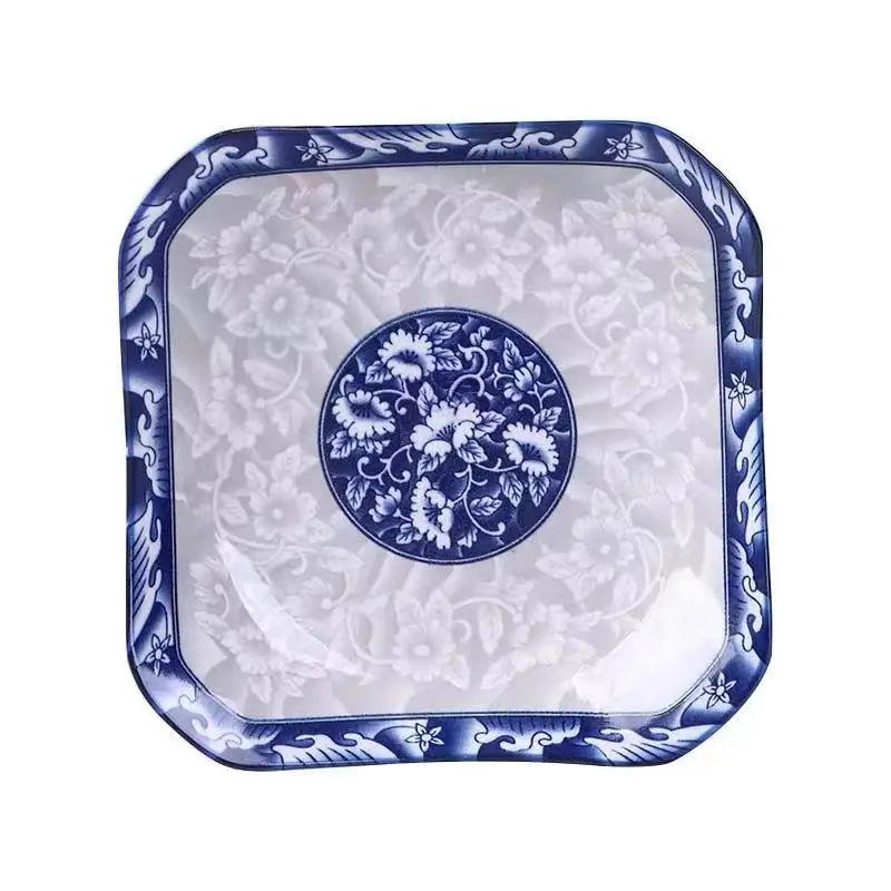 Custom kitchen wares square plate high-temperature firing ceramic cyan plate