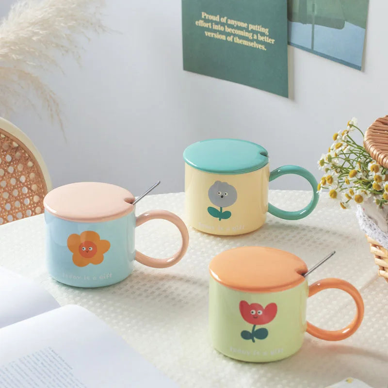 China Wholesale Custom Christmas Ceramic Coffee Cup Designer Supplier Novelty Mug With Lid Spoons