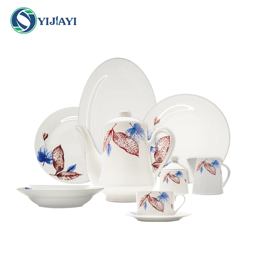 JIUWANG  Wholesale Cheap Ceramic Customize Pakistan Dinnerware plates sets dinnerware 42pcs 60pcs 56pcs 72pcs