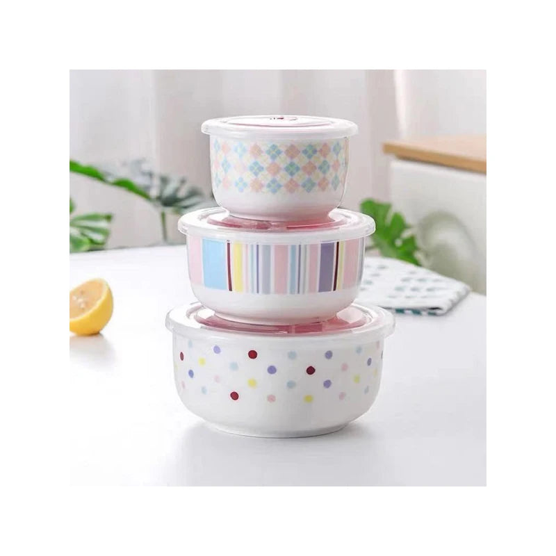 Cupcustom printed plastic bow set microwave safe storage food container fruit serving fresh seal bowls noodle bowl with lid