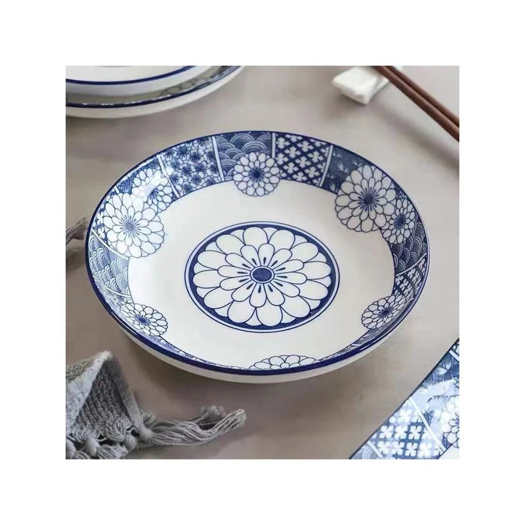 Custom kitchen wares round  ceramic plate blue 18 cm *3.6 cm ceramic plate