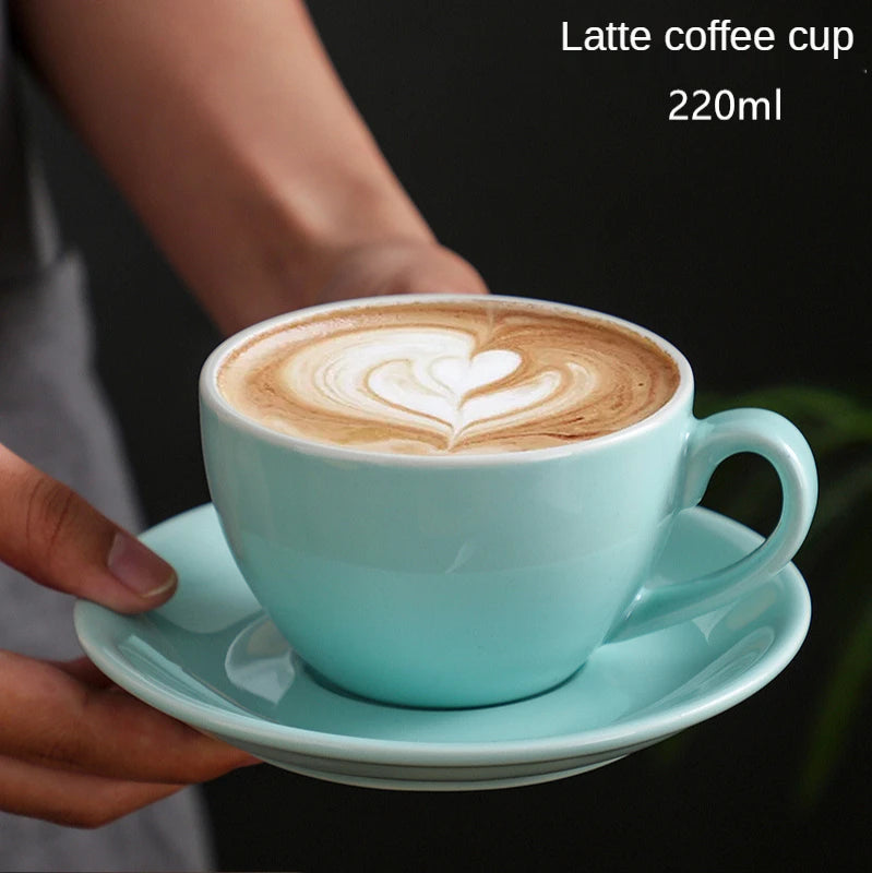 Wholesale Promotions Custom assorted colors restaurant ceramic coffee cups set with saucer