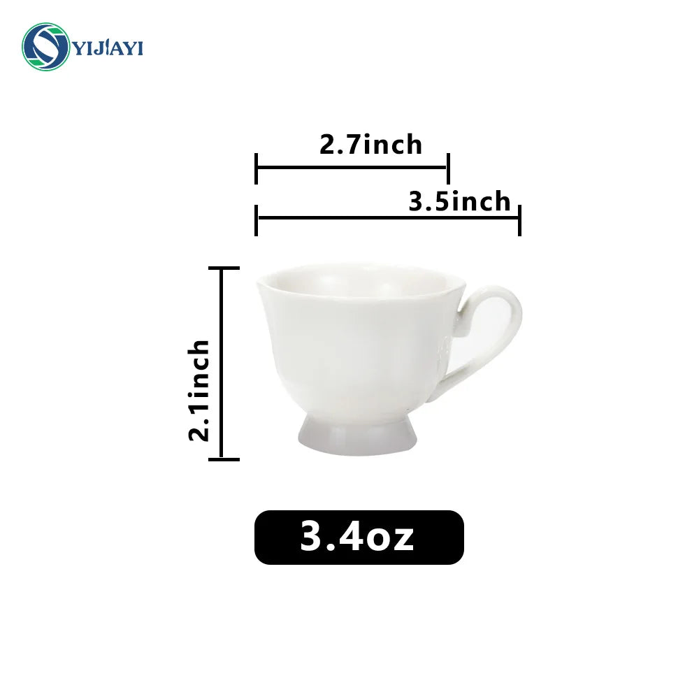 JIUWANG custom logo plain white ceramic porcelain cappuccino espresso porcelain coffee cup and saucer luxury