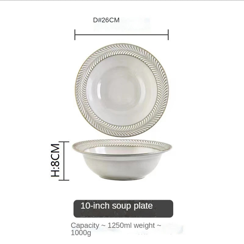 Factory Price Luxury Elegant Kitchen Tableware Multiple Sizes Pure White Simple French Dish for House Hotel Wedding