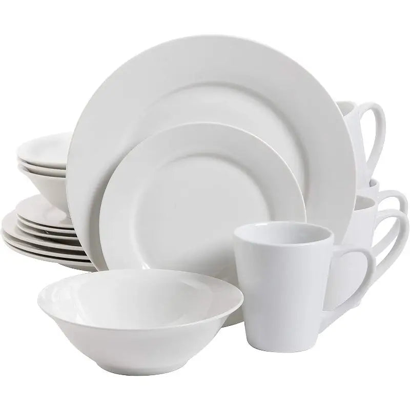 JIUWANG  customized ceramic tableware factory Stock round  plate bowl mug dishes 3pcs super white dinner set