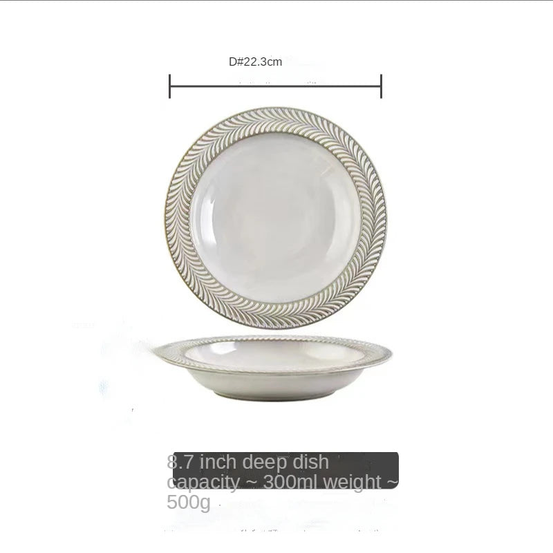 Factory Price Luxury Elegant Kitchen Tableware Multiple Sizes Pure White Simple French Dish for House Hotel Wedding