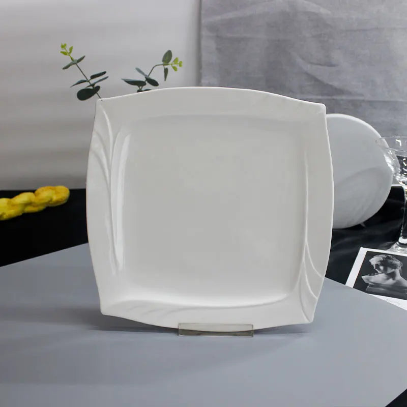 Wholesale Small Cheap Price China Glazed Square White Ceramics Plates Dinnerware in Bulk