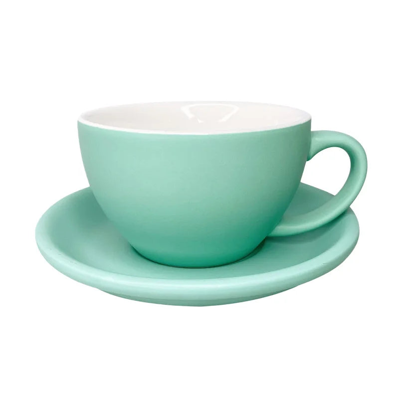 Wholesale nordic Multiple Color Optional Matte 300cc European Porcelain Coffee Cup Ceramic Milk Cup With Saucer Set Cappuccino M