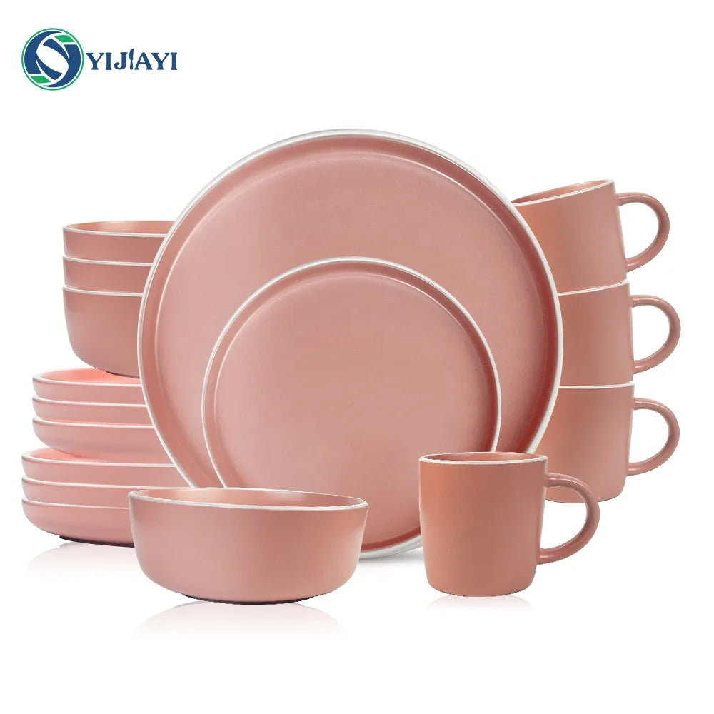 wholesale price custom luxury plate set rustic stoneware china western dinner set porcelain gold rim ceramic dinnerware sets