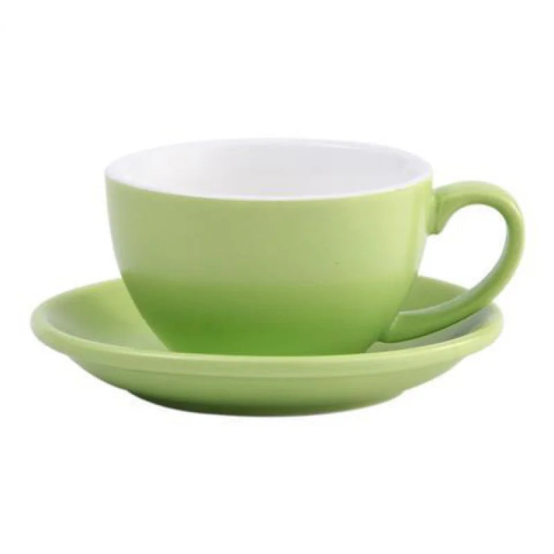 Wholesale Multiple Color Optional Matte 300cc European Porcelain Coffee Cup Ceramic Milk Cup With Saucer Set Cappuccino Mug