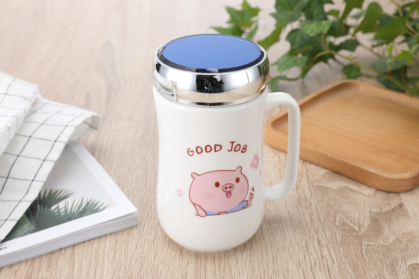 JIUWang wholesale coffee tea cup set with drawer custom logo plain white ceramic porcelain thermal mug