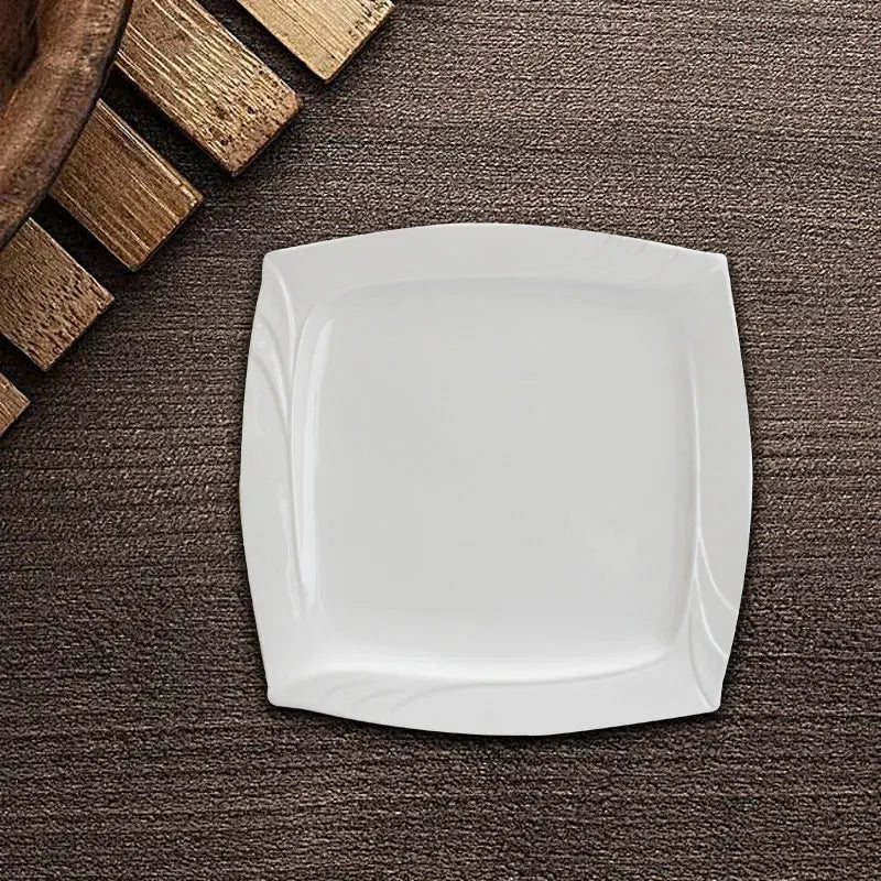 Wholesale Small Cheap Price China Glazed Square White Ceramics Plates Dinnerware in Bulk