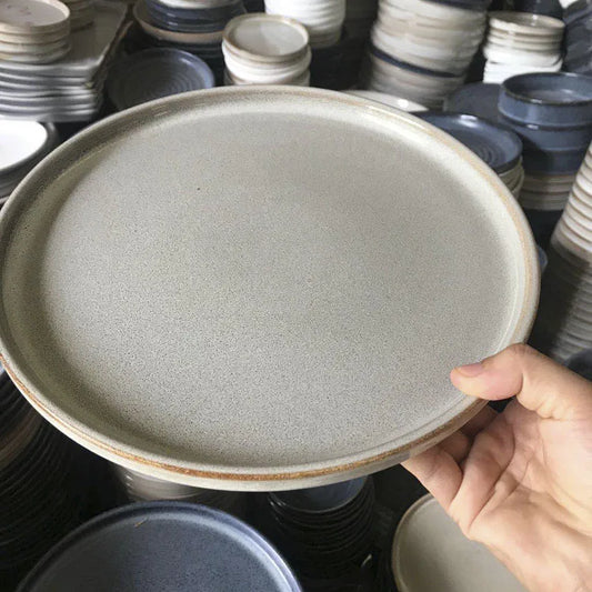 Factory Bulk Sell Stocked White Ceramic Plate Porcelain Plain Matte glazed glaze Sell  By Ton Ceramic Plates & ceramic dish