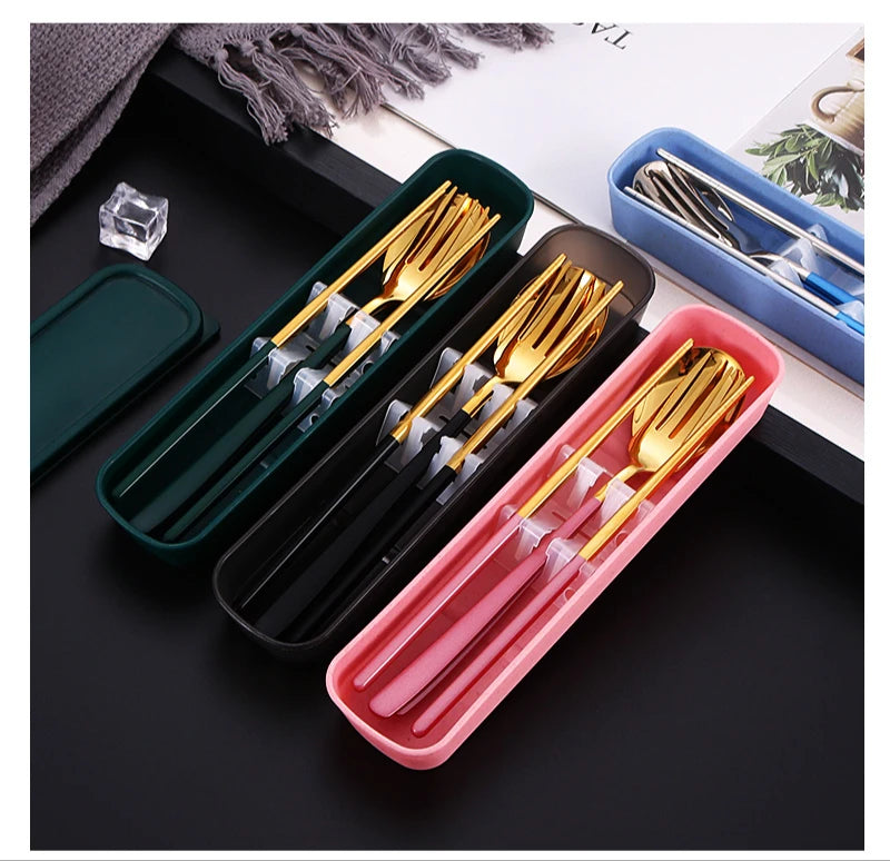 Wholesale Reusable Custom Logo Black And Gold Luxury Wedding Cutlery Set Stainless Steel Cutlery Sets With Box