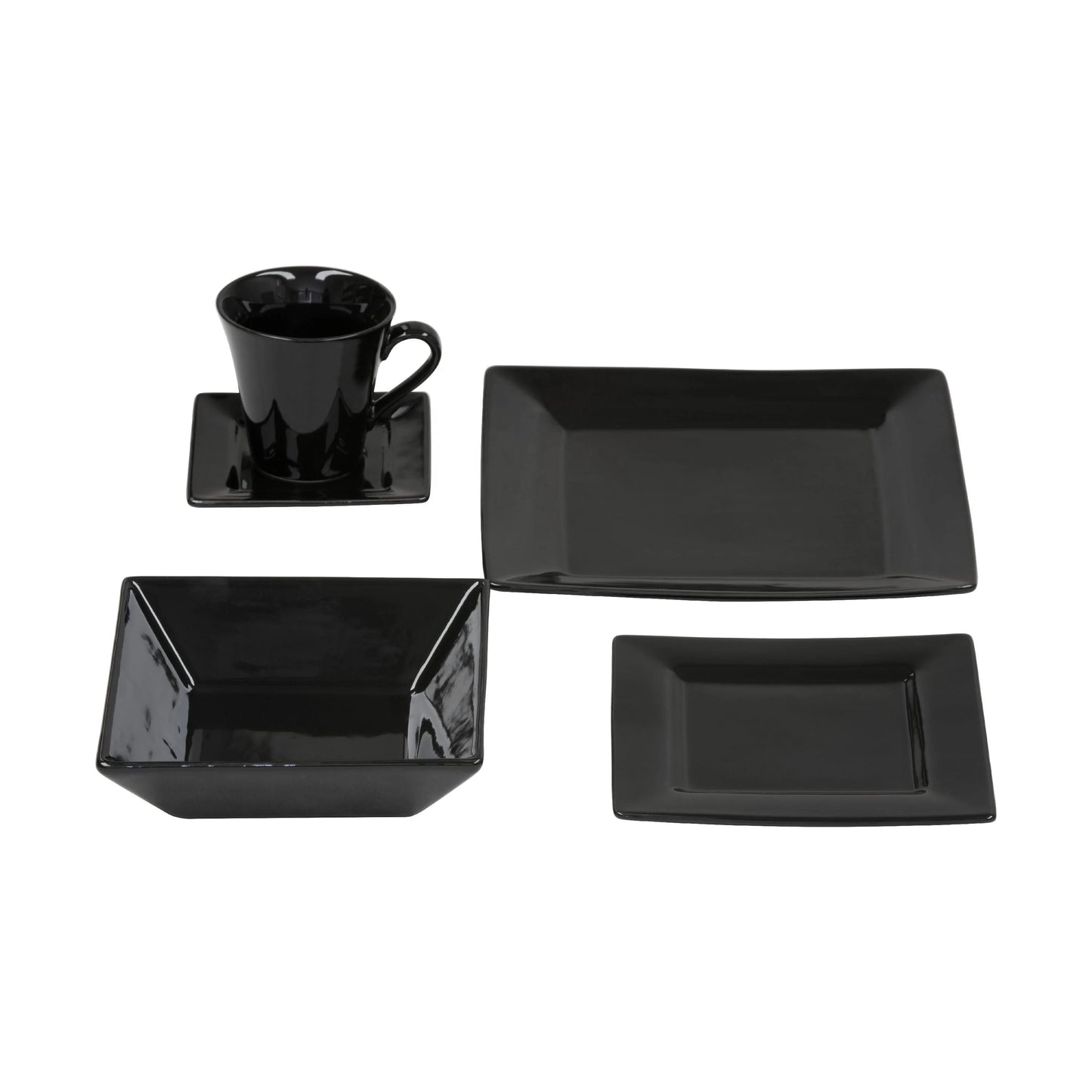 Glossy Black Color Glazed Ceramic Porcelain Round square  Rectangle Dinner Charger Cake Plates Dishes