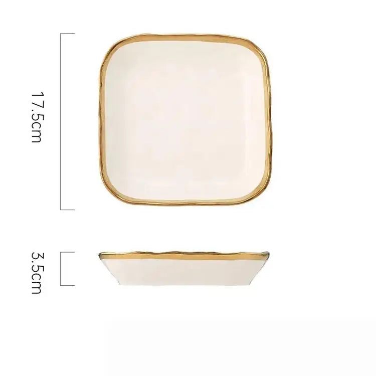 Sustainable 9\" & 11.5\" Ceramic Heart-Shaped Plate Dish Golden Lace Stocked for Back to School