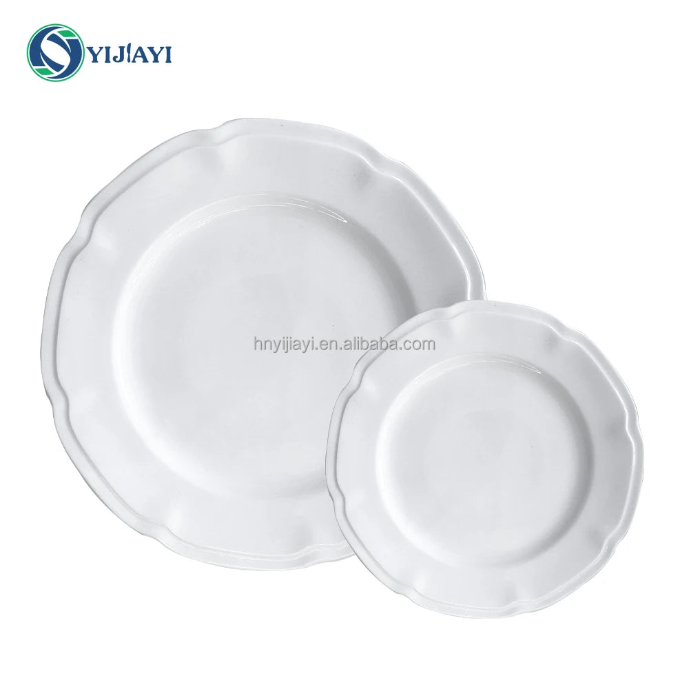 JIUWANG wholesale 1ton White ceramic ton mix dishes plates tableware assiettes blancs dore en tonnes in bulk dinnerware set