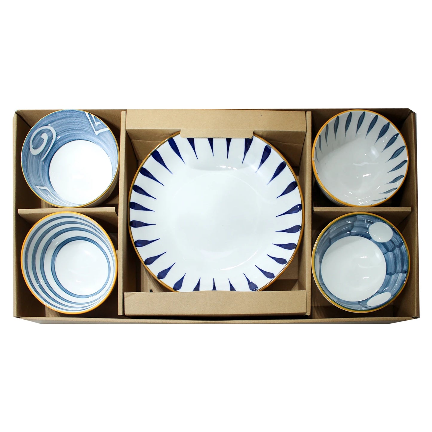 2023 china hot sale Japanese porcelain tableware gift bowl set blue and white porcelain 4.5 inch bowl 8 inch dish gift set