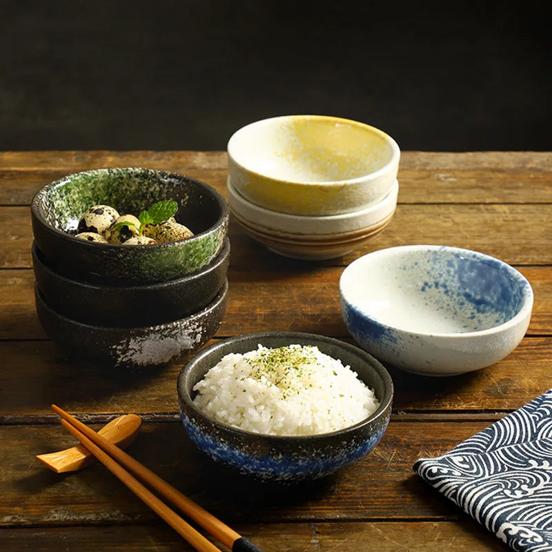 ramen ceramic bowl set for restaurant cheap japanese style korean 4.5 Inch blue and white small gift box rice noodle soup