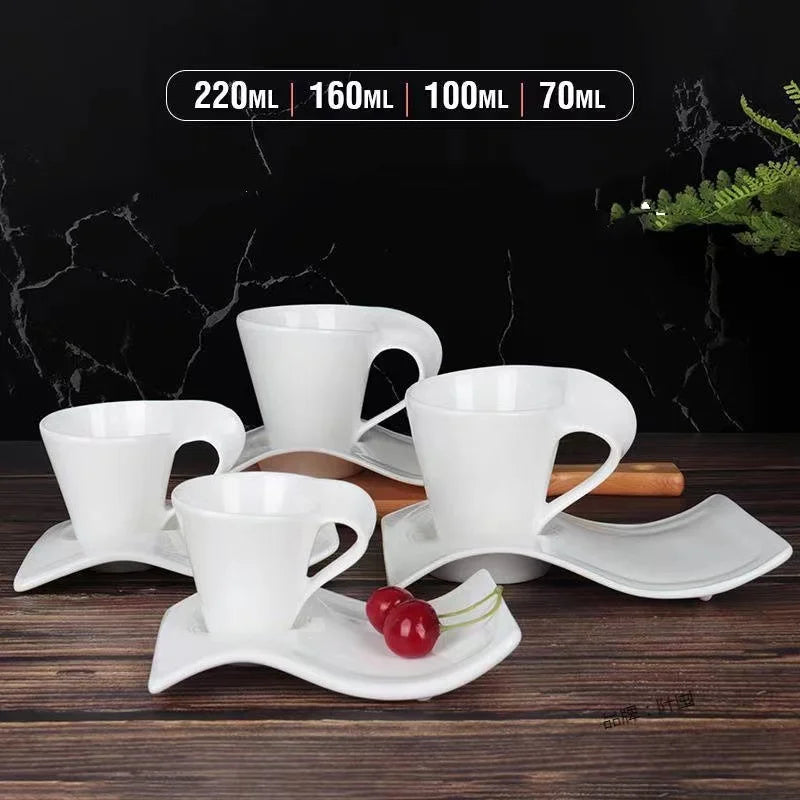 Bright glazed white glazed ceramic hotel home environmental protection tea cup and saucer set ceramic Coffee & Tea Sets