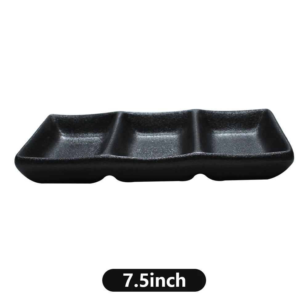 Black Glazed Rectangular Plate Ceramic Sushi Tray Porcelain Cake Plate Tray Black Ceramic Sushi Plate Tray