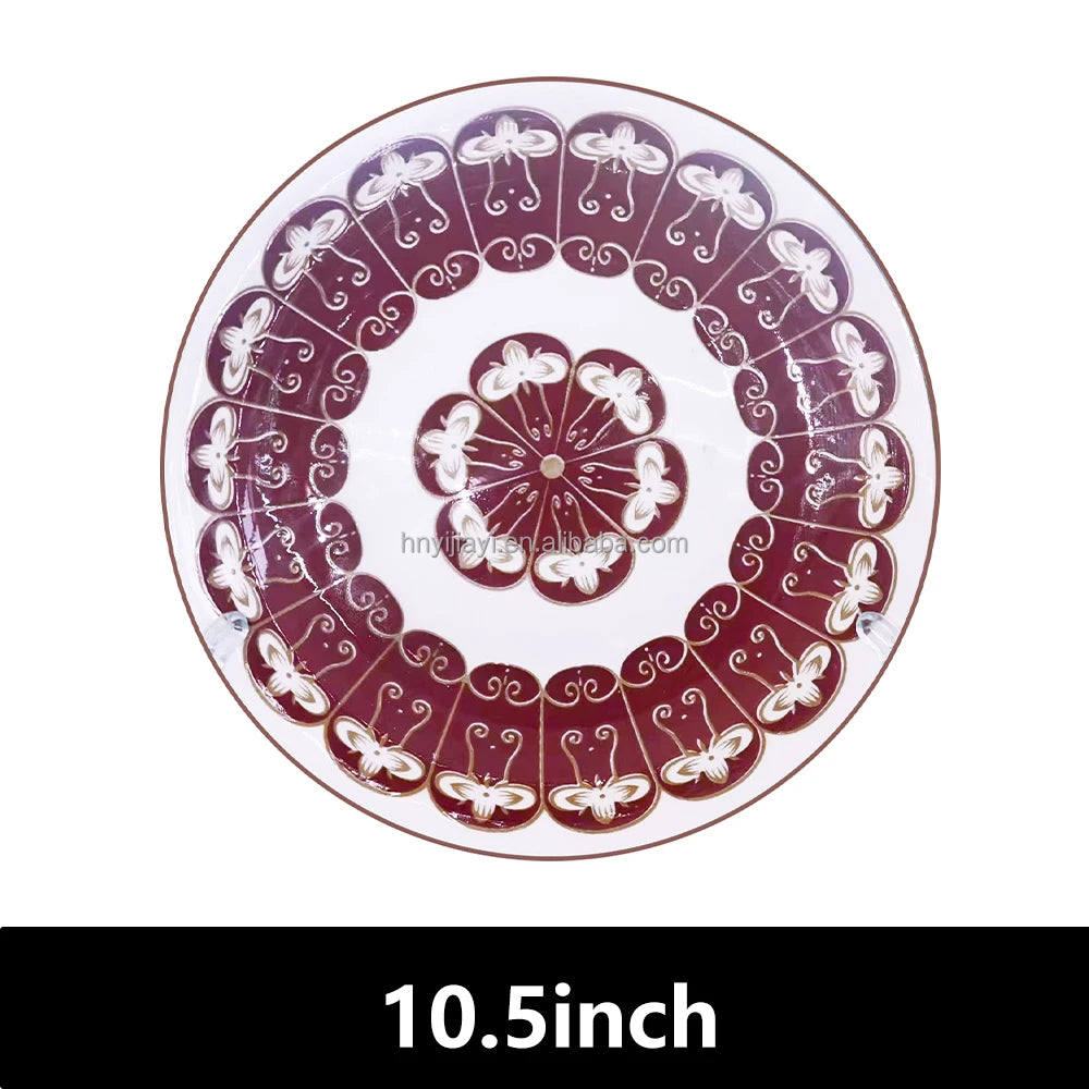 JIUWANG 12inch 10inch 8inch bone china dinner plates 12 person caine bone