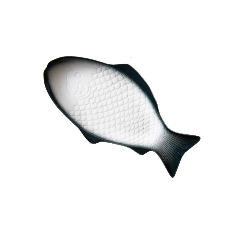 white plates irregular Creative Fish Shaped Plate Ceramic Serving Platter Fish Dish for Restaurant Home