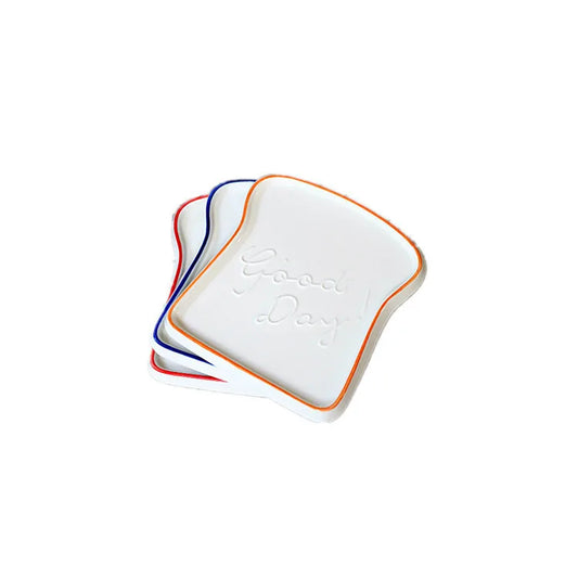 JIUWANG  Ceramic Bread Plate Creative Toast Bread Shape Plate Creative Hand-painted High-temperature Color Glaze Creative Plate