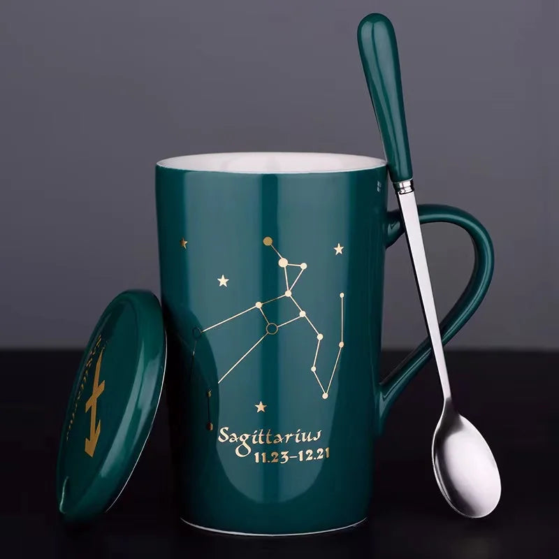 top seller  horoscope Porcelain Gold color Ceramic Coffee Mug For Coffee