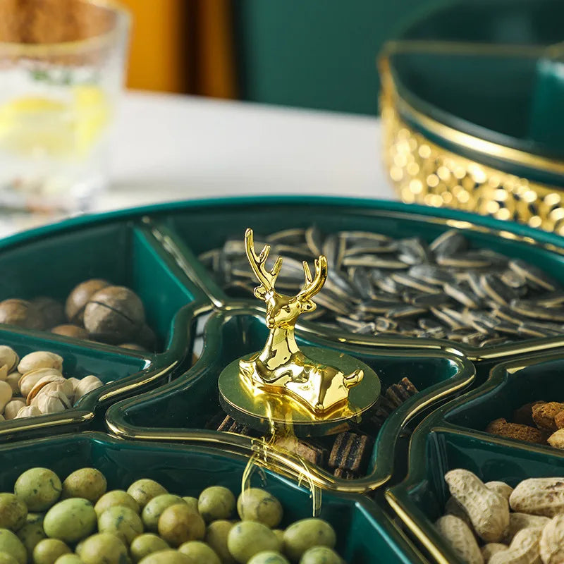 Serving Dishes Divided Platter Lid Cover Dry Fruit Plates Serving Tray Drop Shipping Ceramic with Metal Stand Glass Luxury Party